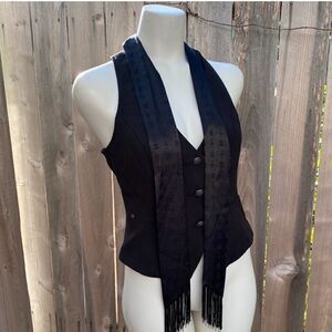 Guess vintage style Y2K black vest with necktie size large